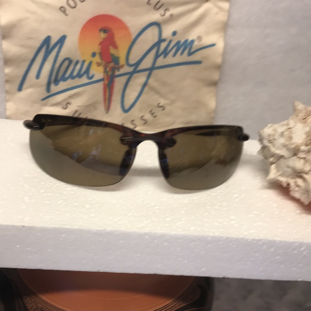 Maui Jim Banyans sunglasses rimless sports tortoise frame polarized brown lens